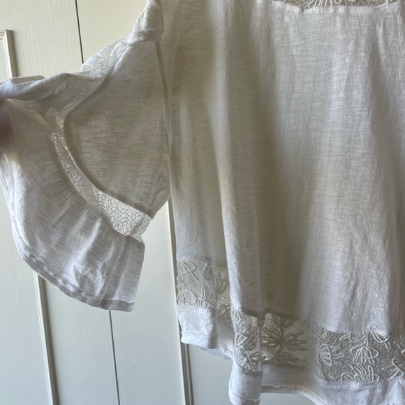 Free People Gauzy Lace Boho Blouse Size M - Picture 3 of 6